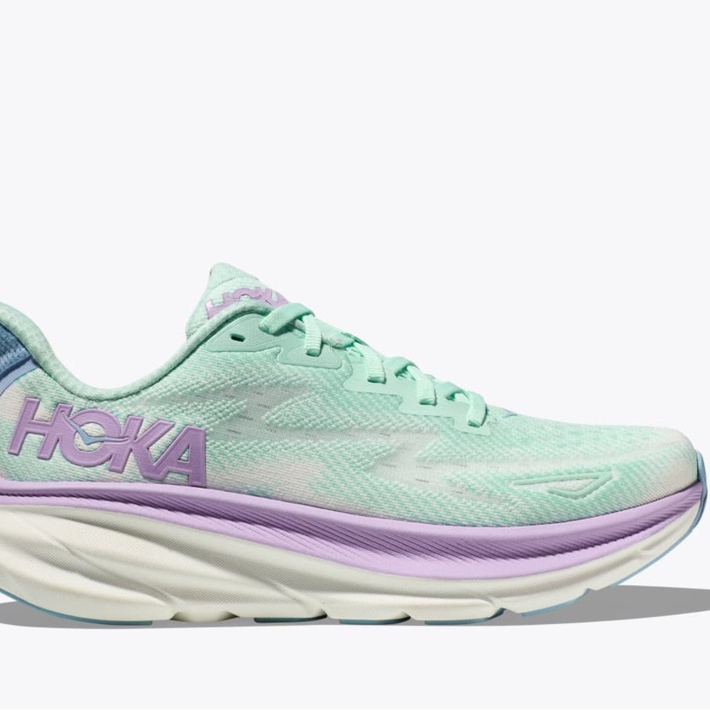 Hoka Green and Purple Athletic Shoes with Cushioned Sole
